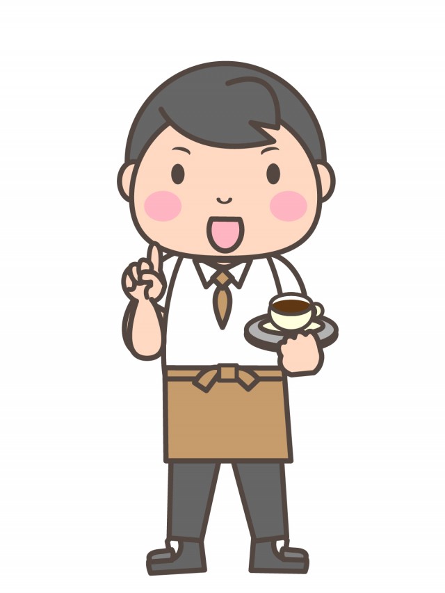 コーヒーを持つカフェ店員 無料イラスト素材 素材ラボ