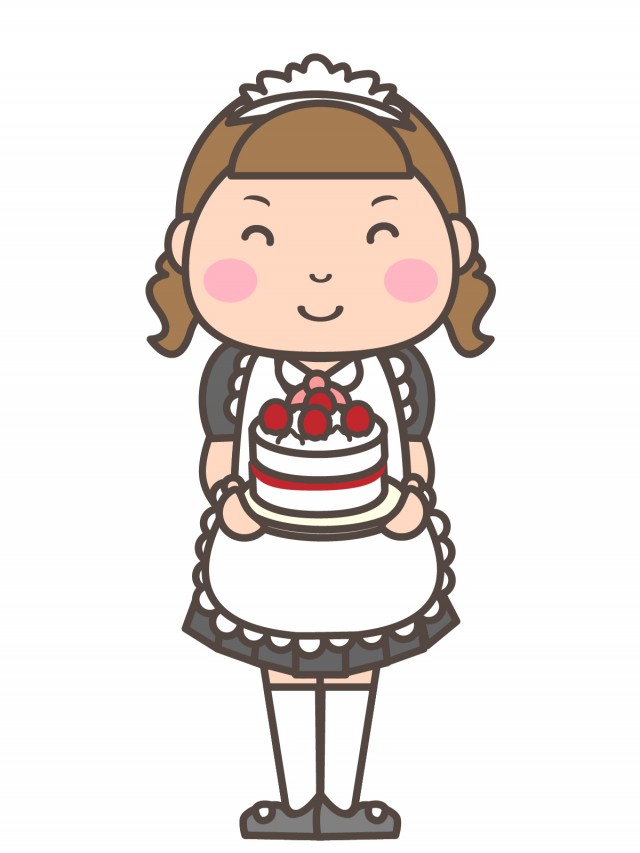 ケーキを持つメイドさん 無料イラスト素材 素材ラボ