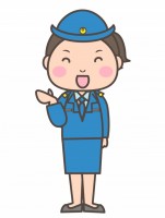 案内する女性警備…