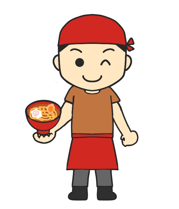 ラーメンどんぶりを持っているラーメン屋店員のイラスト 無料イラスト素材 素材ラボ