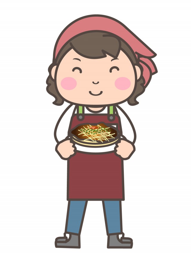 笑顔のお好み焼き屋さん 無料イラスト素材 素材ラボ