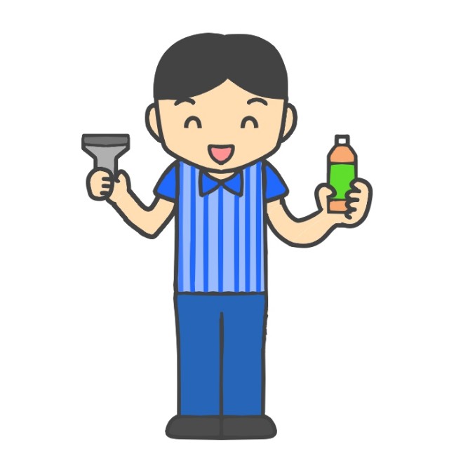 レジ打ち機とお茶を持っている男性コンビニ店員イラスト 無料イラスト素材 素材ラボ