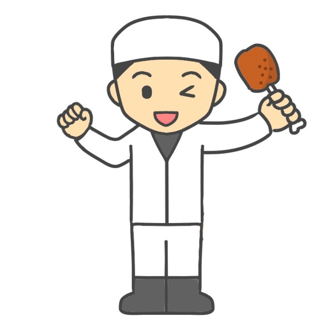 骨付き肉を持った肉屋店員のイラスト 無料イラスト素材 素材ラボ