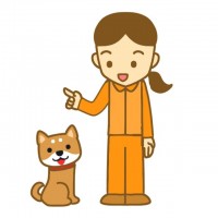 犬を調教している…