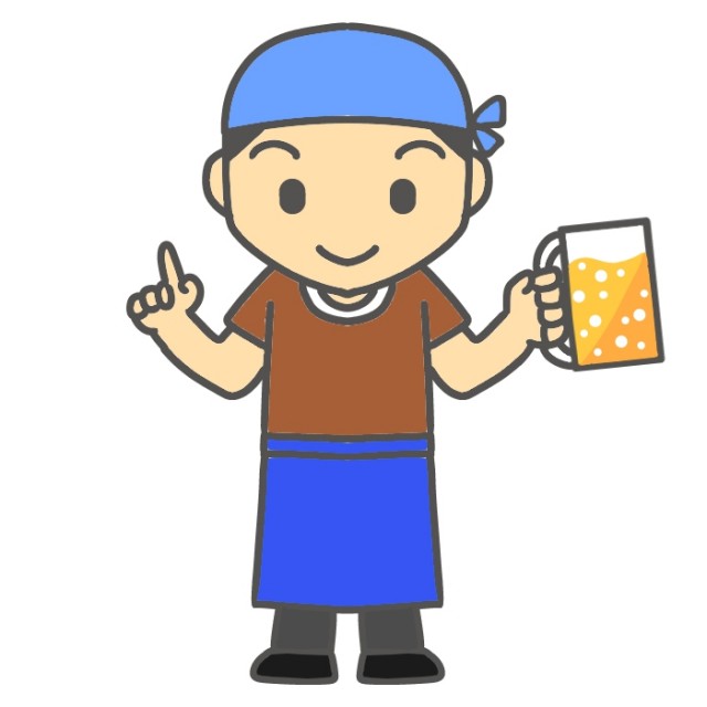 指さしをする居酒屋店員のイラスト 無料イラスト素材 素材ラボ