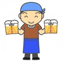 笑顔でビールジョ…