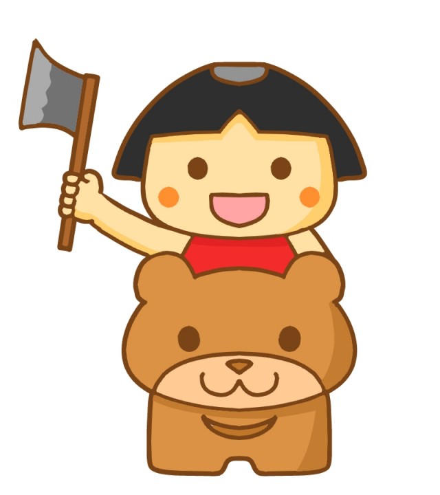 鉞かついだ金太郎とクマのイラスト 無料イラスト素材 素材ラボ