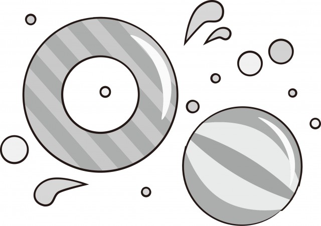 学校プリント用 季節の挿絵 浮き輪とビーチボール 無料イラスト素材 素材ラボ