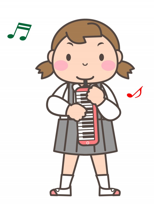 プリント用イラスト 鍵盤ハーモニカを演奏する女の子 無料イラスト素材 素材ラボ