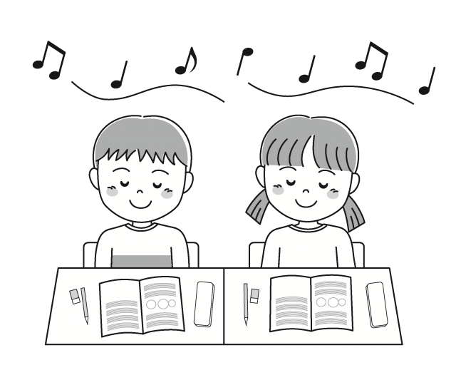 子供の学習時間 音楽鑑賞 無料イラスト素材 素材ラボ
