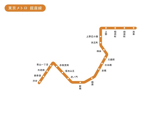 東京都 東京メトロ 銀座線 路線図 無料イラスト素材 素材ラボ