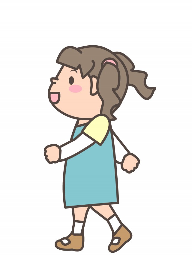 プリント用イラスト 歩くツインテールの女の子 無料イラスト素材 素材ラボ
