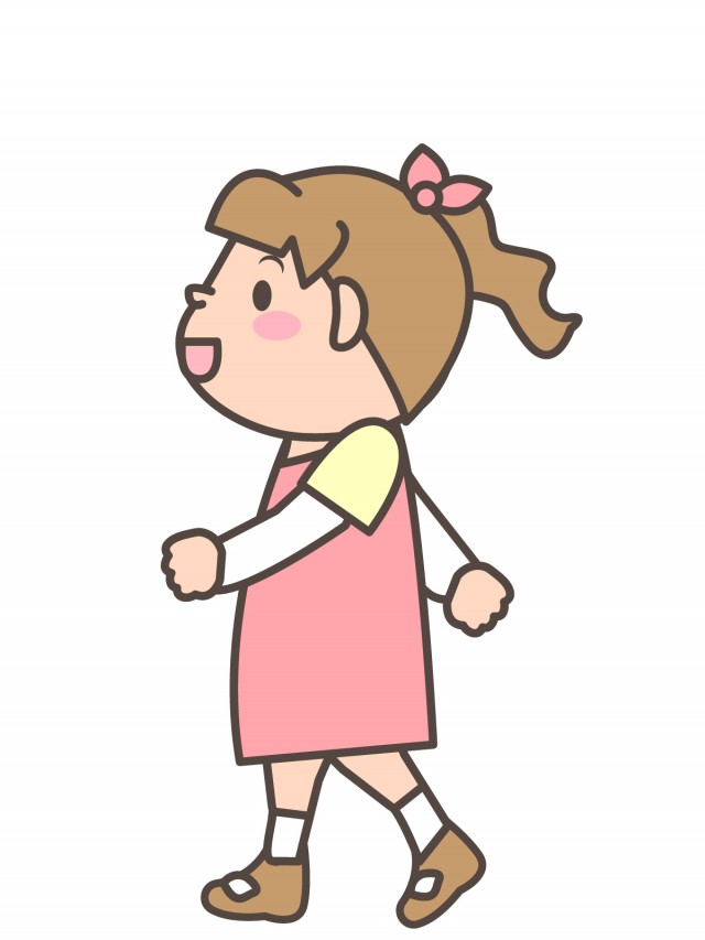 プリント用イラスト 歩くポニーテールの女の子 無料イラスト素材 素材ラボ