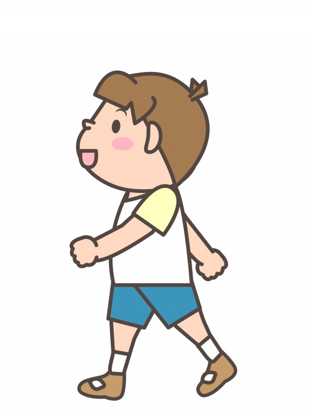 プリント用イラスト 半袖の服を着た歩く男の子 無料イラスト素材 素材ラボ