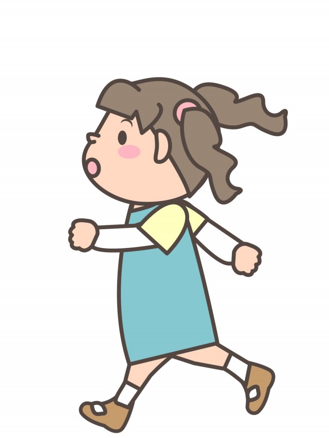 プリント用イラスト 走るツインテールの女の子 無料イラスト素材