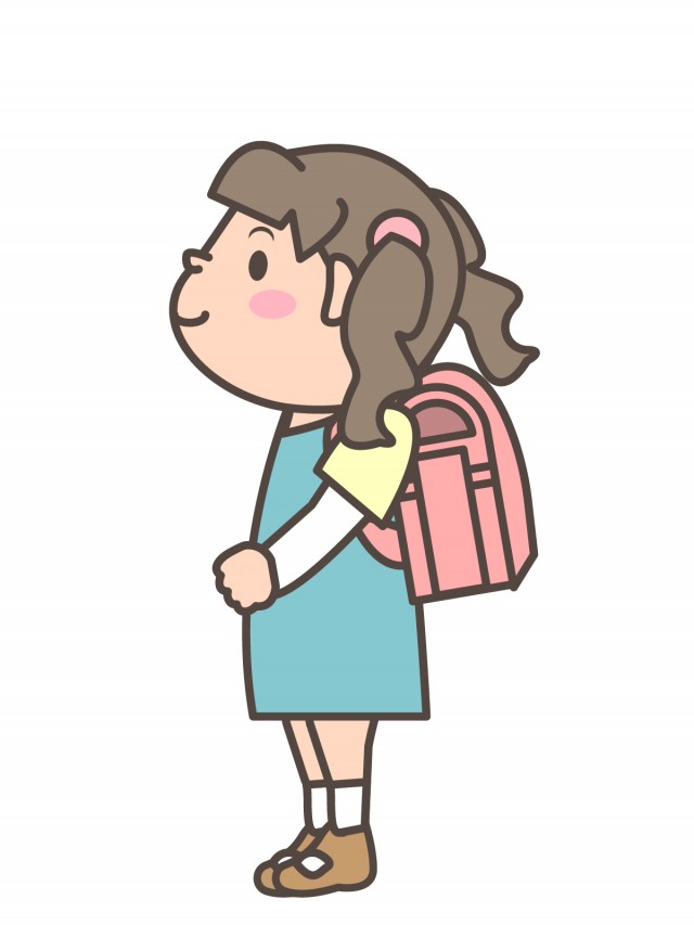 プリント用イラスト ピンク色のランドセルを背負う女の子 無料イラスト素材 素材ラボ