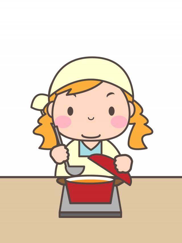 プリント用イラスト 料理する女の子 無料イラスト素材 素材ラボ