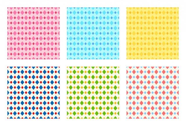 パターン図柄 ひし形柄 ピンク 水色 黄色 カラフル３種 セット ループ可 Jpg Ping Eps 無料イラスト素材 素材ラボ