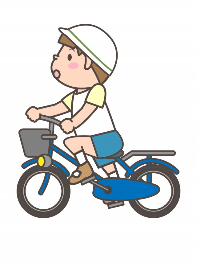 プリント用 カラー モノクロ 自転車に乗る男の子 無料イラスト素材 素材ラボ