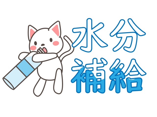 プリント用 カラー モノクロ 白ねこさんの水分補給 無料イラスト素材 素材ラボ