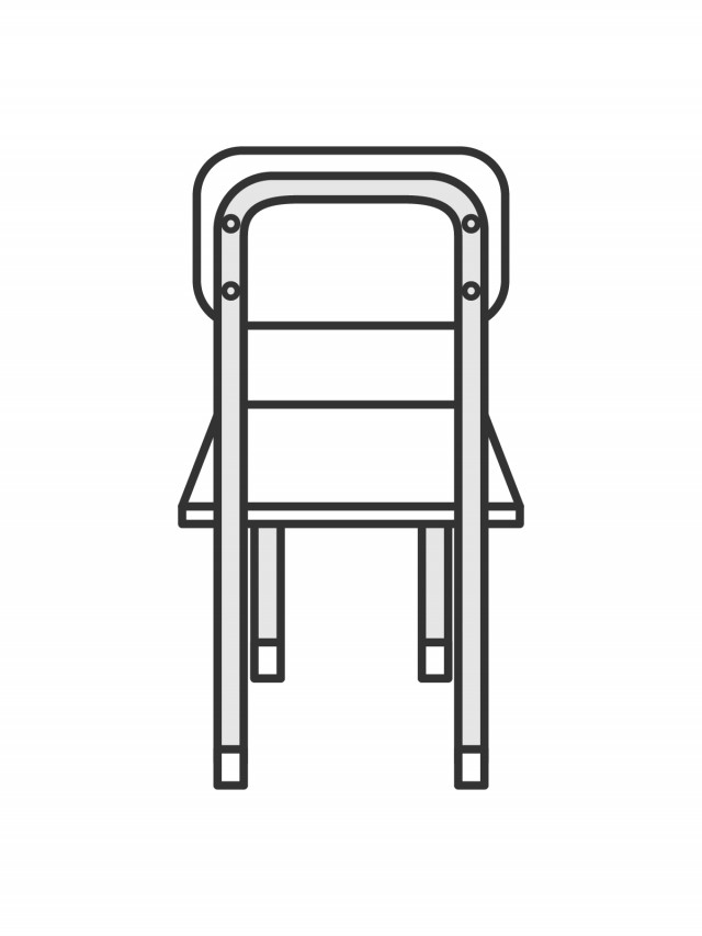 プリント用 カラー モノクロ 学校の椅子 後ろ 無料イラスト素材 素材ラボ