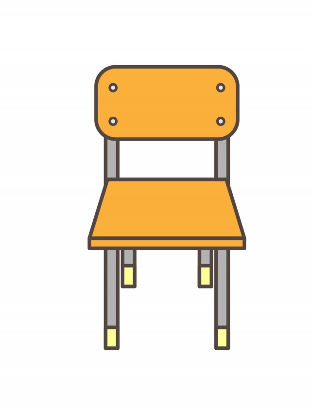 プリント用(カラー・モノクロ）学校椅子（前） 無料イラスト素材｜素材ラボ