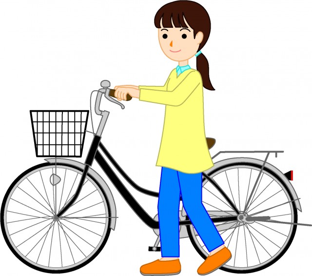 自転車を押す人 無料イラスト素材 素材ラボ