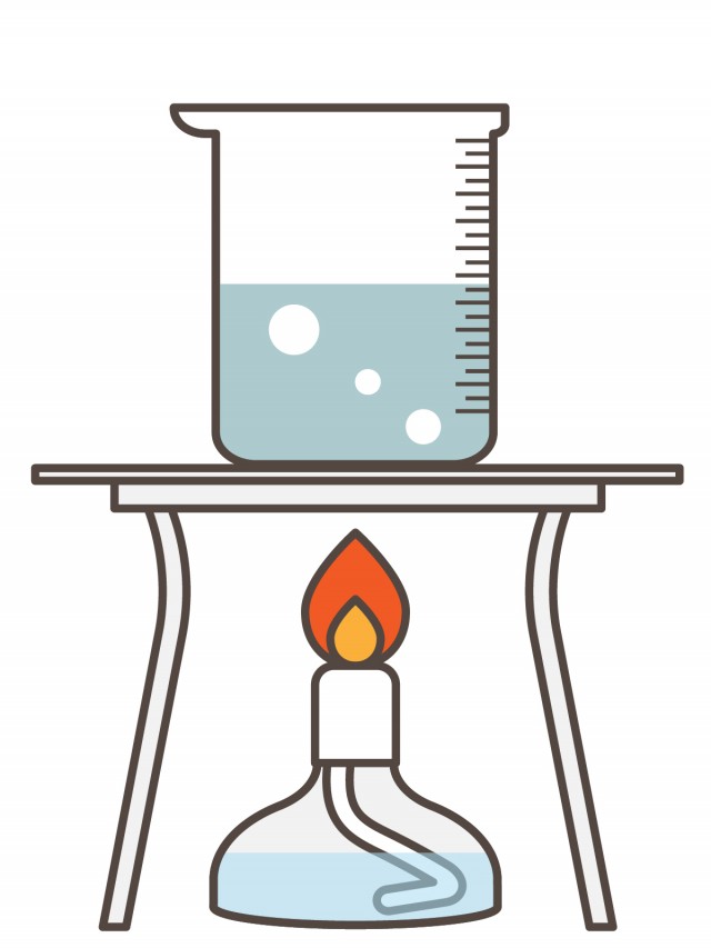 プリント カラー モノクロ アルコールランプで液体を沸騰 無料イラスト素材 素材ラボ