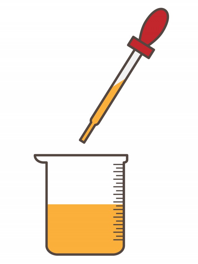 プリント カラー モノクロ ビーカーからスポイトで液体をとる 無料イラスト素材 素材ラボ