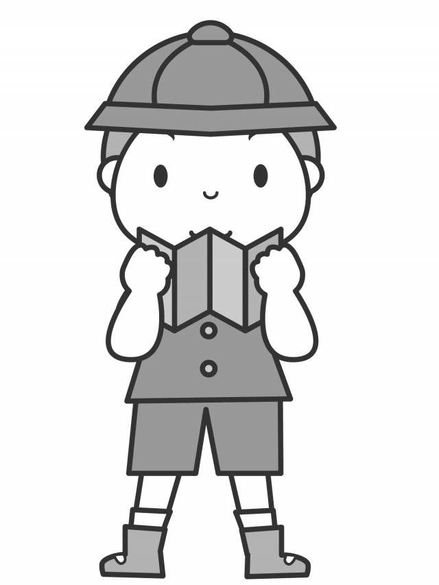 プリント カラー モノクロ 地図を見る冒険をしている男の子 無料イラスト素材 素材ラボ プリント カラー モノクロ 地図を見る冒険をしている男の子 無料イラスト素材 素材ラボ