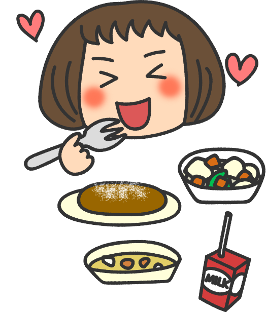 給食を食べる女の子 無料イラスト素材 素材ラボ