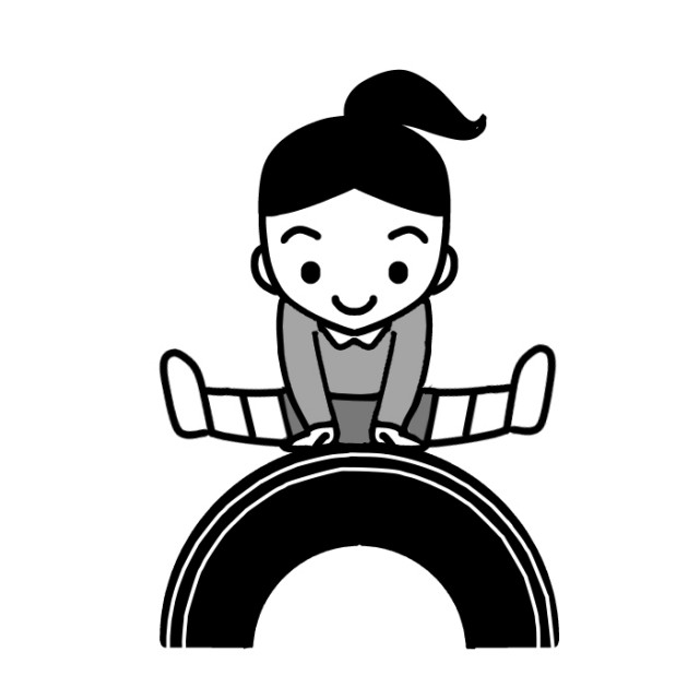 タイヤを飛ぶ児童のイラスト 無料イラスト素材 素材ラボ
