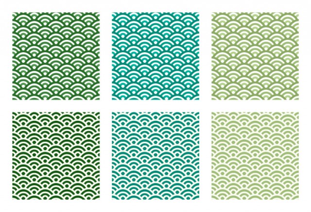 青海波 緑系 ６パターン パターン図柄 セット ループ可 Jpg Ping Eps 無料イラスト素材 素材ラボ