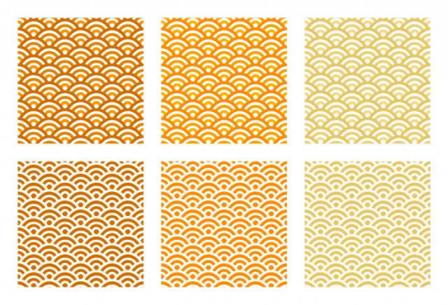 青海波 オレンジ系 ６パターン パターン図柄 セット ループ可 Jpg Ping Eps 無料イラスト素材 素材ラボ