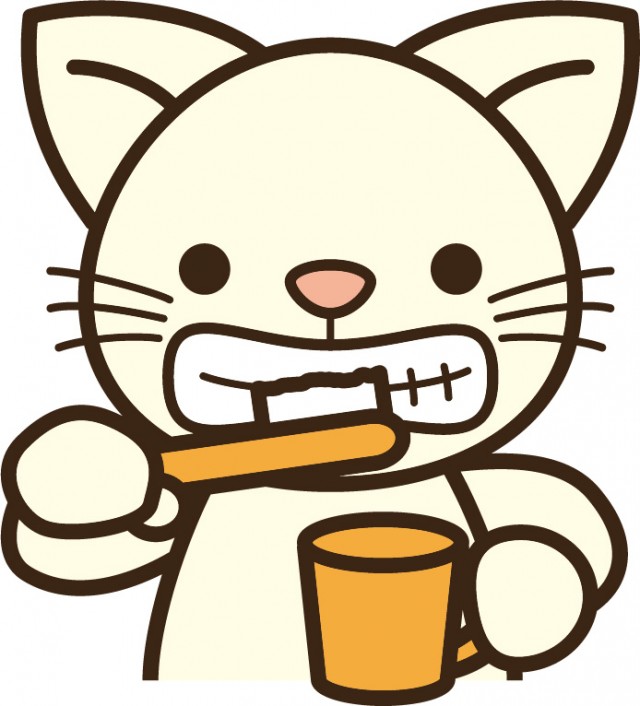 歯磨きねこちゃん 無料イラスト素材 素材ラボ