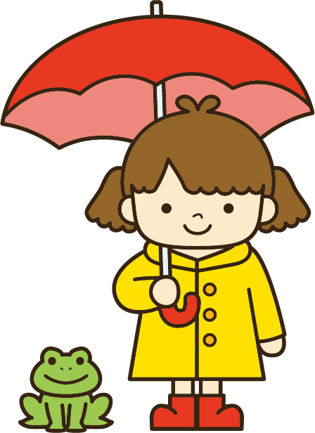 傘をさした女の子とカエル 無料イラスト素材 素材ラボ