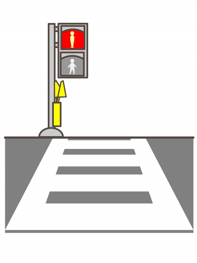 プリント カラー モノクロ 赤が点灯している歩行者用の信号機 無料