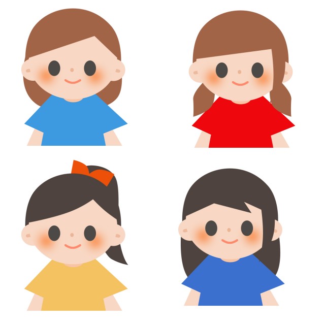 4人の女の子のイラスト 無料イラスト素材 素材ラボ