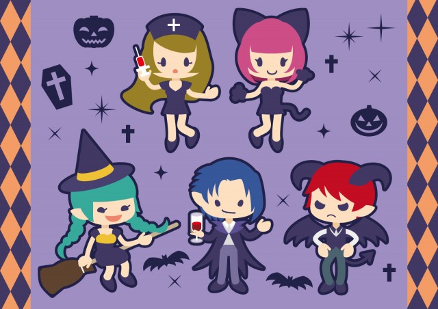 ハロウィンのコスプレイラストセット 無料イラスト素材 素材ラボ