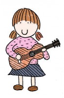 楽器を弾く少女