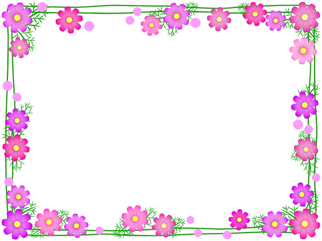 コスモス花模様フレーム 花柄の飾り枠イラスト 無料イラスト素材 素材ラボ