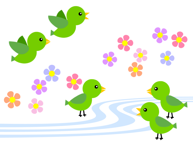 小鳥と花模様の背景イラスト可愛い壁紙素材 無料イラスト素材 素材ラボ