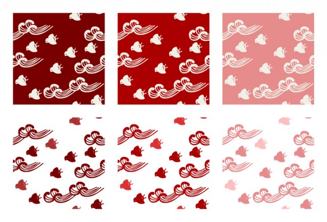 波千鳥 赤系 ６パターン パターン図柄 セット ループ可 Jpg Ping Eps 無料イラスト素材 素材ラボ