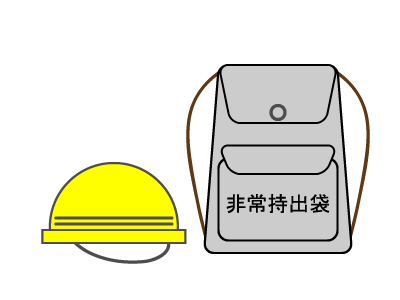 ヘルメットと非常持出袋の防災アイコンセット 無料イラスト素材 素材ラボ