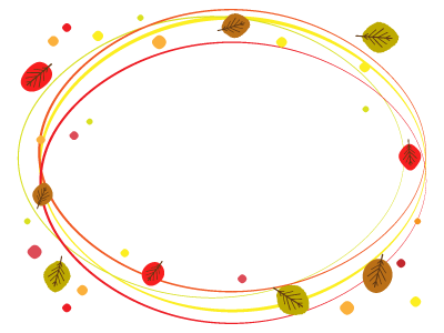 細ライン舞い散る枯れ葉の楕円フレーム 無料イラスト素材 素材ラボ