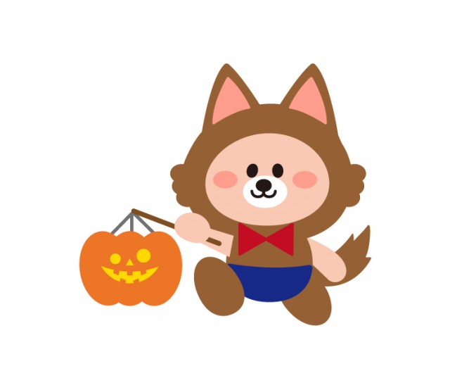 ハロウィンに狼男の仮装した子供 無料イラスト素材 素材ラボ