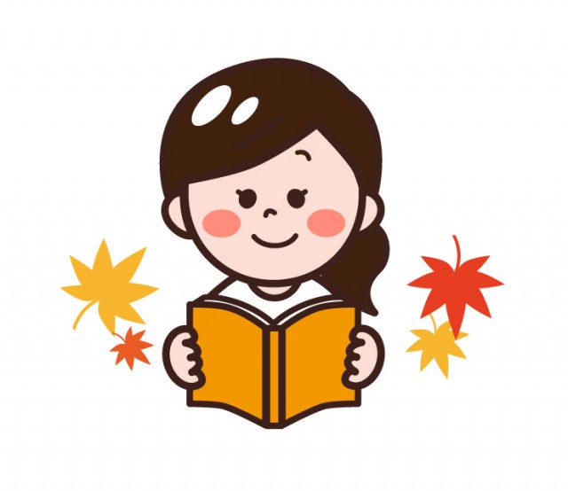 読書の秋 本を読む女性のイラスト 無料イラスト素材 素材ラボ