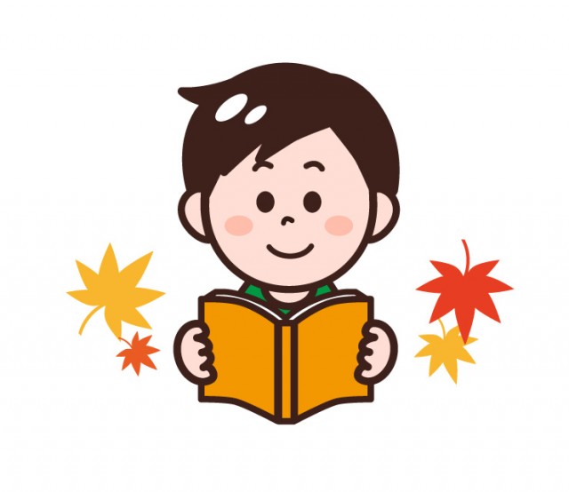 読書の秋 本を読む男性のイラスト 無料イラスト素材 素材ラボ