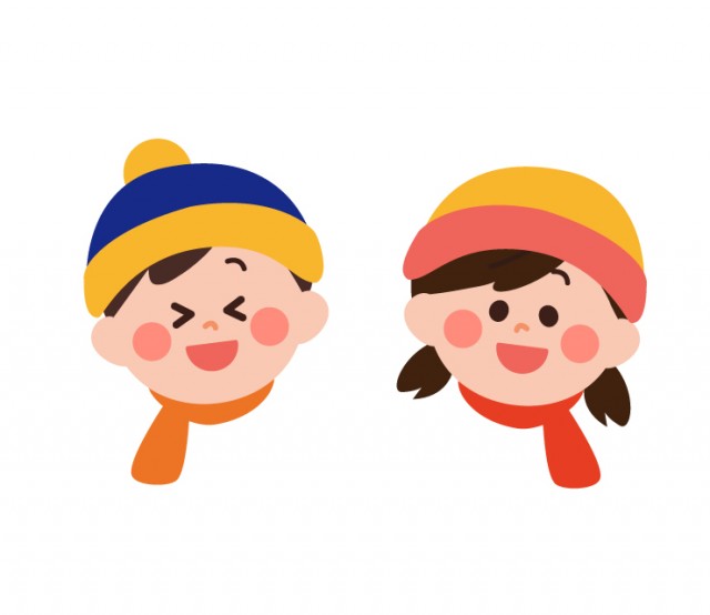 冬の格好 マフラー ニット帽 をする子供 男の子 女の子 ２ 無料イラスト素材 素材ラボ