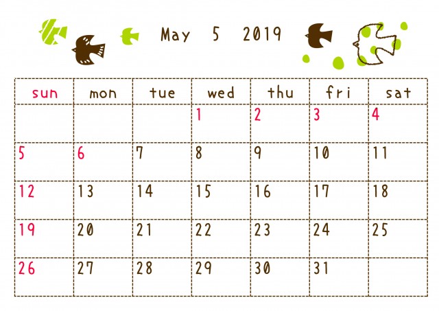 2019年5月カレンダー　落書き（改）